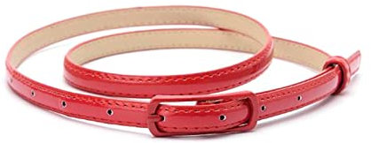 Stevenurr Damen dünner Ledergürtel Dornschließe Gürtel für Kleider Damen Gürtel 105cm schmaler Gürtel Bekleidungszubehör, rot