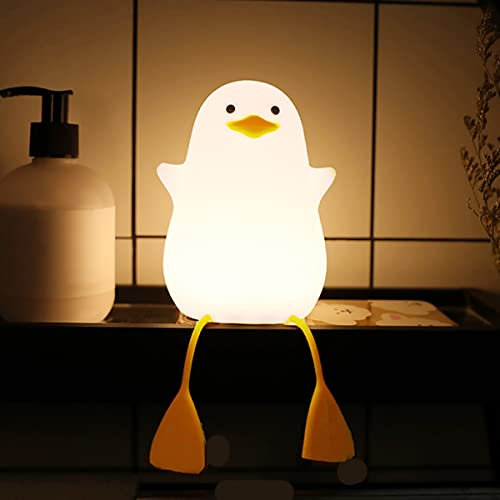 LED Cute Silicone Duck Night Light, Cute Silicone Duck Lamp and Animal NightLight, LED Squishy Animal Light for Sleep, Kawaii Bedside Lamp Room, Rechargeable Bedroom Lamp & Room Gift