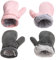 SEYUFN Winterhandschuhe für Babys Fleece-Futter für Kleinkinder Jungen Warme Und Weiche Handschuhe für Babys Mädchen Verstellbare Outdoor-Fäustlinge (Rosa&Grau, L)