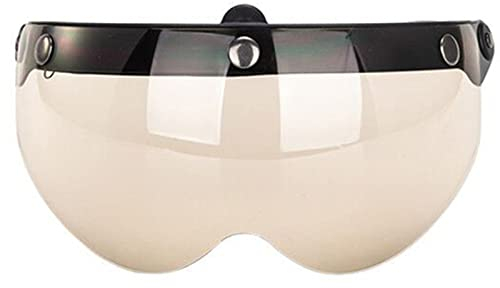 Motorrad-Retro-Piloten-Stil Standard-3-Druckknopf-Visier Flip Up Down Half Face Shield Helm-Sonnenblende Für Open-Face-Helm Universal-Windschutz,Tea
