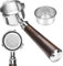 YMWVH Porte-filtre sans fond à 3 oreilles 51 mm pour machine à expresso De-longhi EC680, EC685 et EC885, panier en acier inoxydable et poignée en noyer