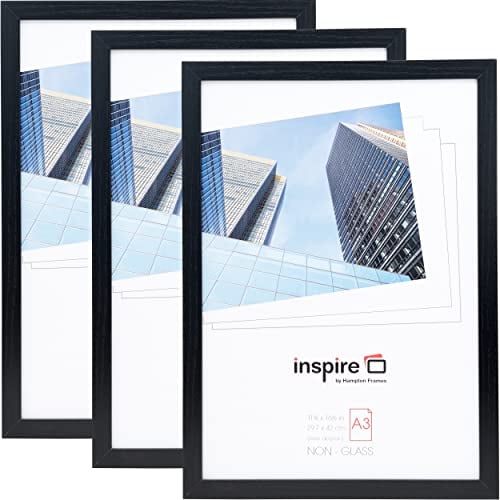 Hampton Frames Oxford OXF3042NG-Lot de 3 cadres photo en plexiglas Noir 30 x 42 cm