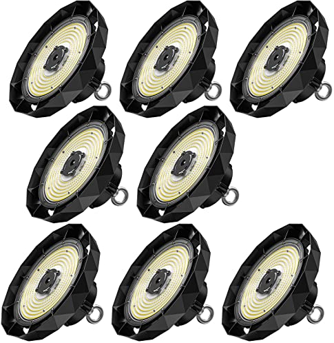 Anten LED Hallenstrahler 200W | Industrielampe 34000LM | LED Strahler UFO Highbay 6000K, Werkstattlampe 120°Abstrahlwinkel, IP65 Hallenbeleuchtung Gewerbliche Lager Werkstatt Garage - 8pcs