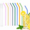 8 Pajitas Cristal Reutilizables, 8mm Pajitas de Vidrio con 2 Cepillitos, Coloreadas Juego de Pajitas de Cristal, Transparente Vaso de Pajitas Curvada para Cócteles, Batidos, Bebidas, Frías, Jugo