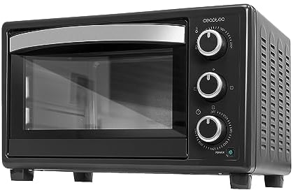 Cecotec Horno de sobremesa Bake&Toast 2300 Black, 23 L, Potecia 1500 W, Hasta 230ºC, 3 modos de calor: grill, calor base, y combinada, Puerta doble cristal, Temporizador 60 min, Bandeja recogemigas.