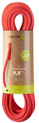EDELRID Damen, Herren Kletterseil Eagle Lite Eco Dry 9,5mm neon Coral 50