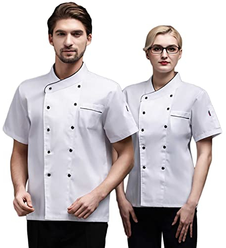 Kochjacke, Herren Damen Kurzarm Chef Uniform, Atmungsaktives Netz Küchen Restaurant Jacke