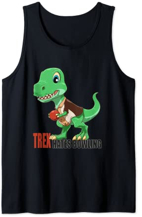 Bowling Dino Strikes Again - Cute Bowling T-Rex Tank Top