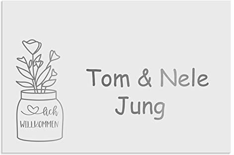 Jung Edelstahl Design Türschilder - Namensschilder V2A Edelstahl - incl. Gravur - Hinweisschilder Edelstahl/anthrazit oder weiß wählbar (Weiß RAL 9016, 120x80 mm)