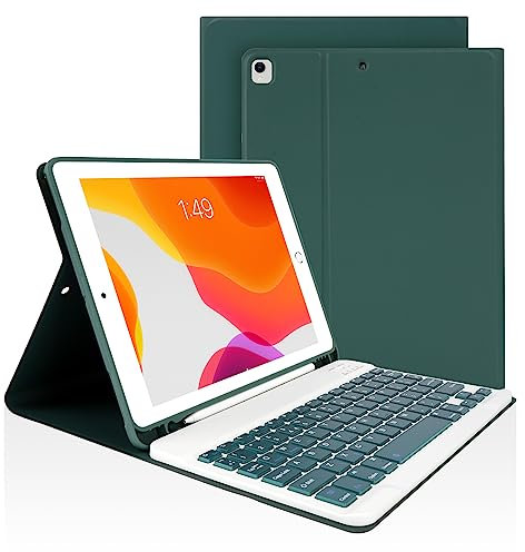LAMA Funda con teclado para iPad de 10.2 y 10.5 pulgadas, teclado inalámbrico para iPad de 10.2 y 10.5 pulgadas (9ª 2021/8ª 2020/7ª generación 2019, iPad Air 3 2019, iPad Pro 2017) teclado desmontable