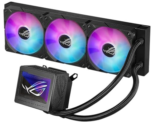 ASUS ROG Ryujin III 360 ARGB All-in-one Liquid CPU Cooler with 360mm Radiator. Asetek 8th gen Pump, 3X Magnetic 120mm ARGB Fans (Daisy Chain Design), 3.5” LCD Display