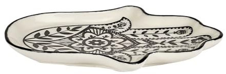 HOME DECO FACTORY, HD9114, Vide Poche en Céramique en Forme de Main, Rangement Décoratif Pratique pour Clés et Bijoux, Design Moderne et Élégant, 15 x 112 x 8 cm, Noir Beige, Argile