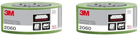 3M Pro Hand-Masker 2060 Profi Malerband für grobe Oberflächen, UV-beständig, innen und außen, 48 mm x 50 m (Packung mit 2)