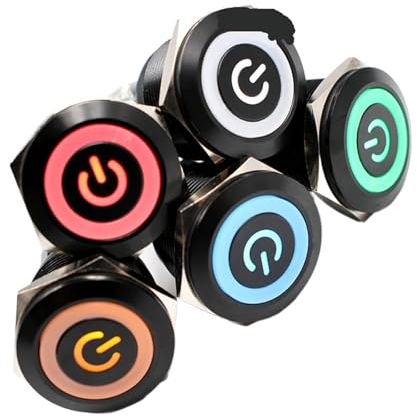 1PCS 25mm Schwarz Metall Edelstahl Wasserdicht Momentary Türklingel LED-Taste Schalter Auto Motor Starten PC Power Symbol (Color : Orange, Size : 9V)