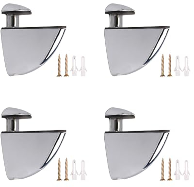 TONXX Pince à verre réglable en alliage de Zinc, 4 pièces/ensemble, support d'étagère à Clip en verre Durable, Installation Simple pour cloison de bureau