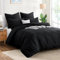 Aisbo Bettwäsche 200x220 Baumwolle Schwarz - Bettwäsche-Sets Bettbezug 200x220 3teilig mit 2 Kissenbezüge 80x80 cm, Baumwollbettwäsche Set, Oeko-TEX Bettwäsche Schwarz mit Reißverschluss