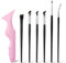 Eyeliner Schablonen mit 6stk Eyeliner-Pinsel, Silikon Cat Eyeliner Schablone Schnelles Augen-Make-up-Werkzeug für Eyeliner, Wimpern, Augenbrauen, Lippenlinie, Gesichtskontur(Rosa)