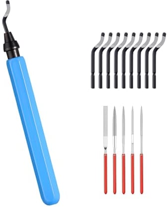 Strumento di Sbavatura, Metallo Sbavatore di Attrezzi Set con 10 Pezzi di Ricambio e 5 Set di Lime Diamantate, Rotazione a 360° Sbavatore Manuale, Sbavatura Strumento Universale