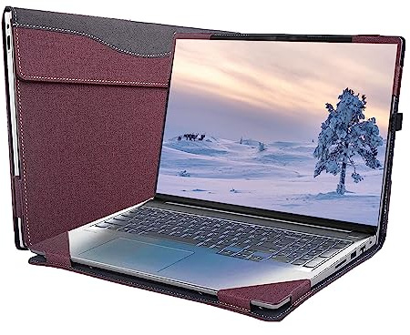 WODBAO Für Laptop Lenovo Yoga Pro 7 14IMH9 14AHP9 & Lenovo Yoga Pro 7 (14IRH8 14ARP8 14APH8) Laptop-Schutzhülle, 2-in-1 PU-Lederhülle (Weinrot)