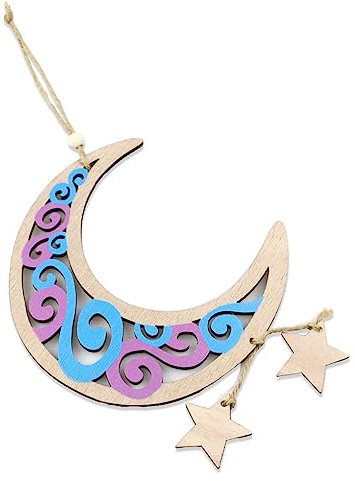 SUIOPPYUW Ramadan Dekorationen Haushalt Einfacher Stil Partyzubehör Islamische Anhänger Szene Layout Home Moon Anhänger für Zuhause, 04
