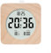 Digitaler Wecker aus Holz, LED, rund, quadratisch, digitaler Wecker mit Kalender und Temperaturanzeige für Wohnzimmer (quadratisch)