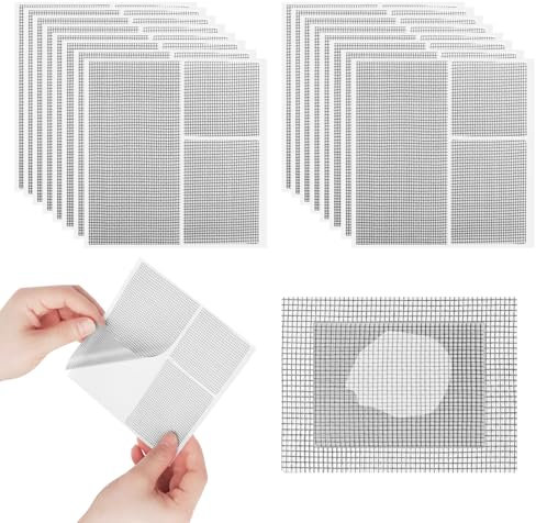 20 Pezzi Nastro Ripara Zanzariere,Riparazione Zanzariera in Fibra di Vetro,Adesivi di Riparazione per Zanzariera,Kit di Riparazione per Zanzariere,per Finestre e Porte,Riparazione Finestre