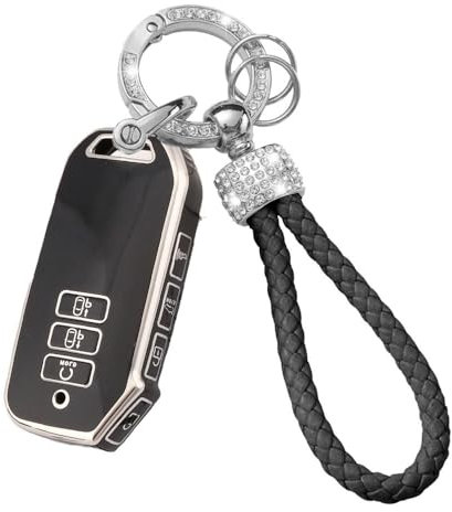 KULCSOK Coque de clé pour Kia EV6 Sportage hybride 2024, 2023 et 2022 en TPU avec porte-clés de voiture à 7 boutons B, noir