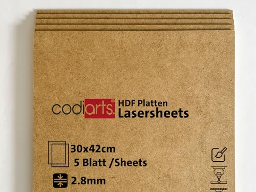 codiarts - Plaques HDF - 30 x 42 cm - 2,8 mm - Panneau de fibres de bois haute densité - Parfait pour découpe laser et bricolage - Haute stabilité - Surface lisse - Respectueux de l'environnement (5)