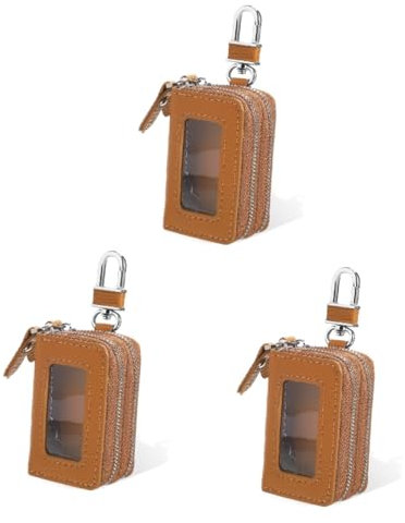 ULTECHNOVO 3 Pezzi Portachiavi Auto Con Cerniera Portachiavi Doppio Scomparto in ​​pelle Per Chiavi Auto Da Uomo