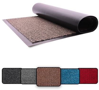 LOIBUYZ Washable Door Mats Indoor & Outdoor - Non-Slippery Heavy Duty - Barrier Mat Stylish & Large Rubber - Perfect Dust Grabbing Doormats Front Door Hall Kitchen (Brown, 60cm x 120cm)