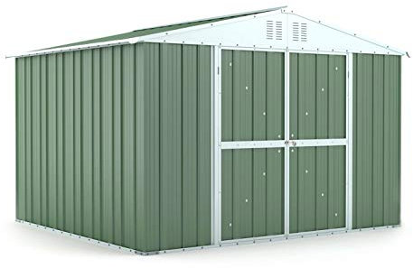 Box in Acciaio Zincato Casetta da Giardino in Lamiera 3.27 x 2.69 m x h2.17 m - 132 KG – 8,80 metri quadri (Verde)