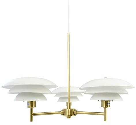 Dyberg Larsen DL20 Opal/Brass Deckenlampe | Modern & Leicht Deckenleuchte Wohnzimmer Hergestellt aus Metall | Deckenlampe Wohnzimmer Ohne Leuchtmittel 60 W/E27 | Deckenleuchten in Dänisches Design