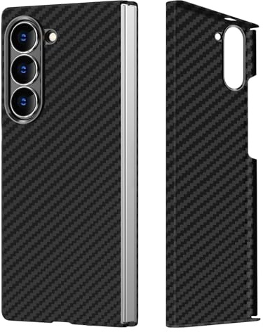 Kohlefaser für Samsung Galaxy Z Fold 6 Hülle, Carbon Textur Handyhülle aus echter Aramidfaser, Ultradünne und leichte, Cover Case Tasche für Samsung Fold 6 5G Hülle Carbon Kohlefaser Design
