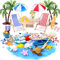 USHOP 38 Pezzi Miniature Spiaggia Micro Paesaggio,Decorazioni da Spiaggia in Miniatura,Mini Sedia a Sdraio Ombrellone Palme Kit di Ornamento in Miniatura,Miniature Giocattoli Giardino