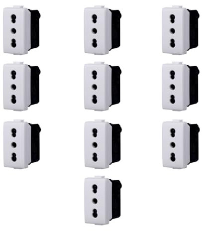 MODULI FRUTTI PRESE BIPASSO 10A 16A 230V INTERRUTTORI PULSANTI SCHUKO USB DIMMER SENSORI ANTENNA RETE COMPATIBILE CON BTICINO MATIX (10x, presa bivalente 10A/16A)