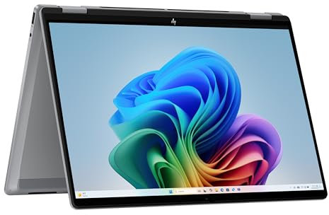 HP OmniBook X Flip 2in1 Next Gen AI Laptop| AMD Ryzen AI 7 350 (8C) | dedizierte NPU für KI | 50 NPU Tops | Copilot+ PC | 14 3K 2880x1800 OLED-Touchscreen | 16GB | 1TB SSD | Win11 | QWERTZ | Silber