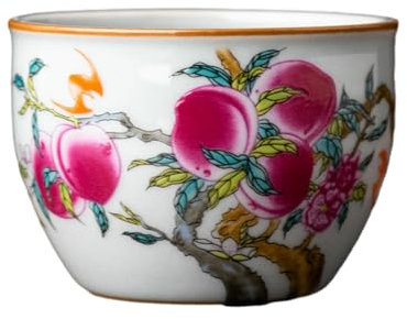 120Ml/4oz Pink Peach Hand-Painted Master Cup, Personal Household Ceramic Nine Peach Jar Cup-03