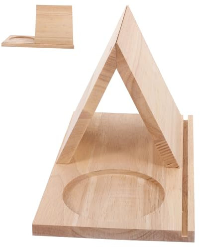DOITOOL Étagère Triangulaire en Bois Multifonctionnelle avec Porte-Livre et Porte-Gobelet Support de Livre en Bois pour Bureau et Maison Design Pratique avec sous-Verre