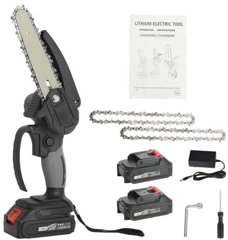 ejlaikmm Mini Chainsaw 6 Inch,Electric Chainsaw Cordless,550W Battery Powered Chain Saw with 2x1.5AH Batteries,3000RPM Small Handheld Garden Saws Outdoor Power Tools for Tree Branch Wood Cutting Black
