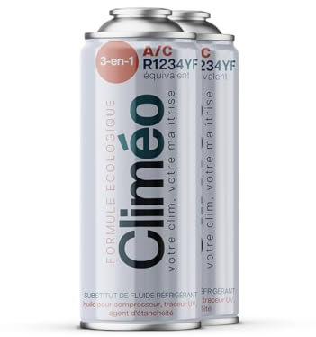 Climéo 400 ml Remplacement écologique du réfrigérant R1234yf 2 en 1, 3 en 1, entretien de la climatisation à faire soi-même (2 boîtes, 3 en 1)