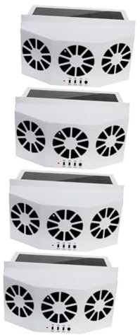 Luxshiny 4pcs Solar Car Fan Ventilation Air Cooling Fan Solar Panel Powered Car Window Ventilation