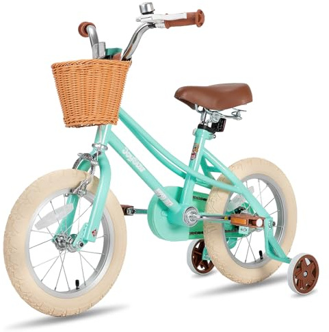 JOYSTAR FANTASY 14 inch Kids Bike for 3-5 Years Girls, 14 Inch Girls Bike with Stabilisers & Basket, Kids' Bicycle Pink