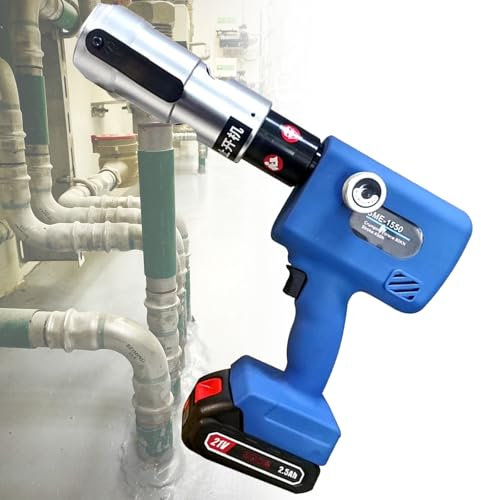 OZBME Pinza crimpatrice elettrica per Tubi, con Batteria Ricaricabile, Pinza per pressatura idraulica di Tubi per idraulica, Kit di crimpatura con matrici Multi-Misura, DN25 (DN25)