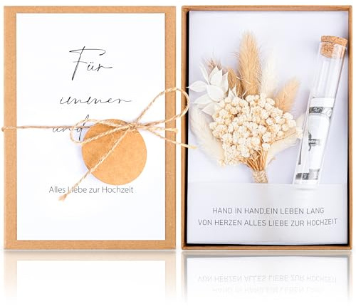 Geldgeschenk Hochzeit, Hochzeitsgeschenke für Brautpaar, Mr & Mrs Geschenkbox mit Trockenblumen Reagenzglas Hochzeitskarte, Kreative Geldgeschenke zur Hochzeit, Hochzeitsgeschenk Geld