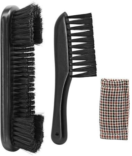 Naissgo Pool Table Brush Cleaning Kit with Cue Shaft Cloth – Solid Wood Handle & Soft Nylon Bristles, Snooker Table & Rail Brush Set for Billiard Table Care and Maintenance