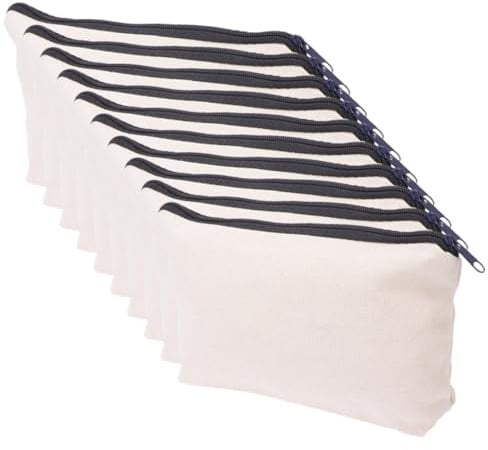 AKOOSY 10stücke Kosmetiktasche Aus Canvas Mit Reißverschluss Make-up Organizer Bag Für Reisen Und Alltag Ausreichend Platz Für Kosmetika Und Toilettenartikel Geeignet Für Fitness Und Camp