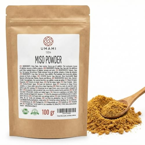 Umami Japanisches Miso-Pulver 100g - Fermentiertes Instant-Gewürz - Natürlicher Umami-Geschmacksverstärker - Ohne Glutamat & Vegan - Ideal für Suppen & Grillen