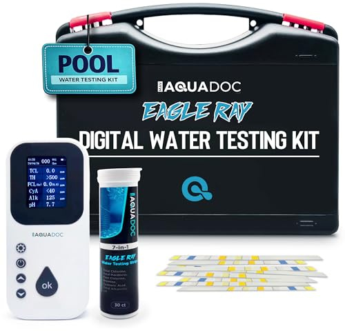 AquaDoc Digitales Wassertest-Set für Whirlpools, Spa-Wassertester mit Wasseranalyse und Teststreifen