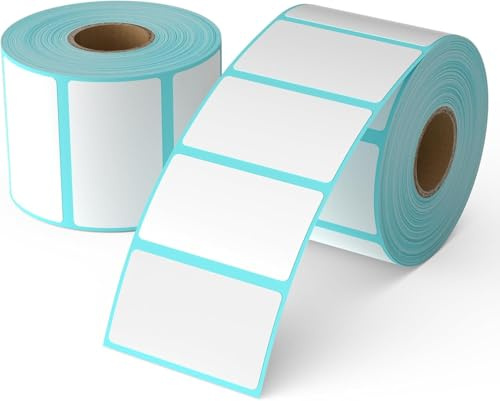 2 Rouleau de Papier Thermique 50x30mm - 800Étiquettes Thermiques Vierges pour Cuisine, Bureau et Maison | Étiquettes Adhésives pour Pots de Confiture et Contenants | Compatible Imprimantes Thermiques