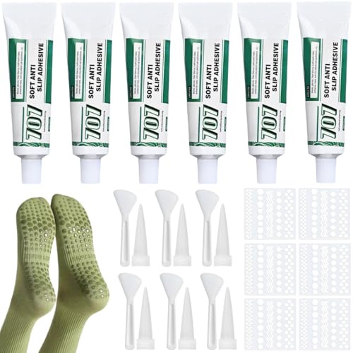 Sock Stop Anti Rutsch,6pcs Socken Stopp Anti Rutsch Set,Antirutsch Kleber für Socken,Antirutsch Kleber für Socken Stopper Flüssigkeit,Sockenstopper Flüssig,Sock Stop Creme,Socken Stopper Flüssigkeit